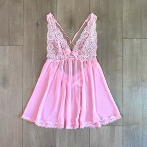 Victoria’s Secret Pastel Pink Sheer Lingerie Babydoll Dress S